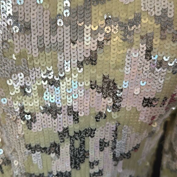 French Connection -  Dress in Animal Wave Sequin Sz 4 White Multi - Picture 10 of 11